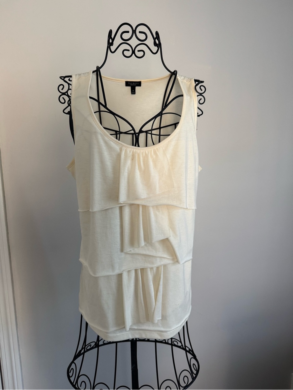 Talbots Cream Layered Ruffle Sleeveless Tank